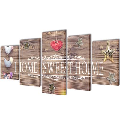 Kanvas Flerdelt Veggdekorasjon Home Sweet Home Design 200 x 100 cm
