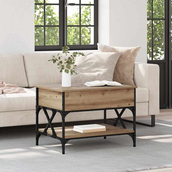 vidaXL Kaffebord Artisan Eik 70x50x50cm Konstruert tre