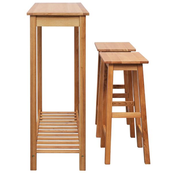 vidaXL Barsett 3 deler heltre eik