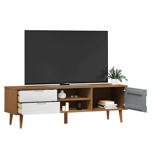 vidaXL TV-benk MOLDE brun 158x40x49 cm heltre furu