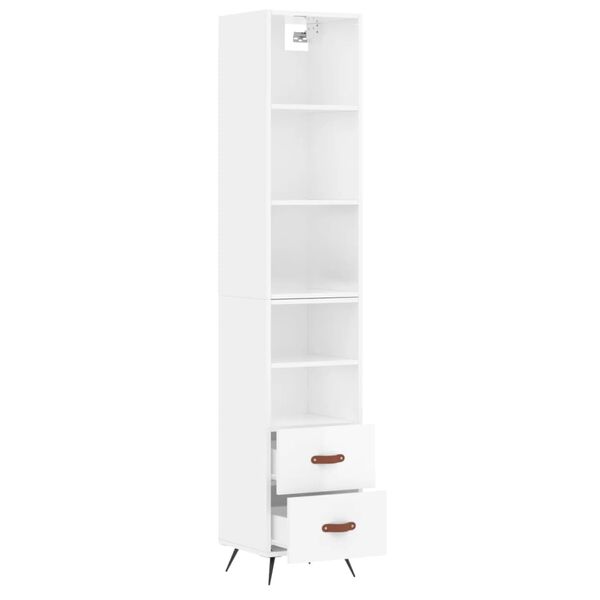 vidaXL Highboard h&oslash;yglans hvit 34,5x34x180 cm konstruert tre