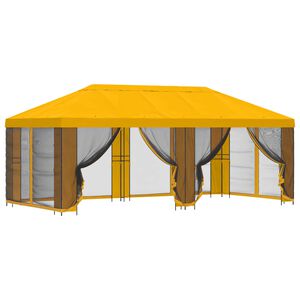 vidaXL Paviljong med sidevegger 6 x 3 m Gul Polyester og st&aring;l 190