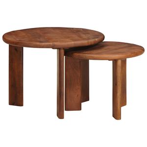 vidaXL Nestende Kaffebord 2 pcs Honning brun Massiv mango tre