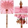 vidaXL Balinesisk Parasol 260 Rosa 210-220 cm Bomull og solid tre