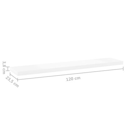 vidaXL Flytende vegghylle eik og hvit 120x23,5x3,8 cm MDF