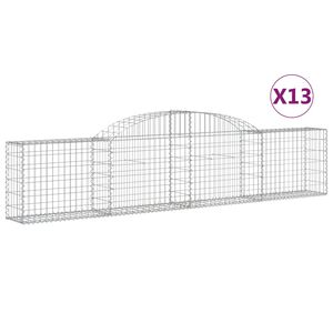 vidaXL Gabionkurver buede 13 stk 300x30x60/80 cm galvanisert jern