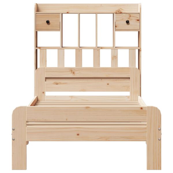 vidaXL Seng med bokhylle uten madrass 90x200 cm heltre furu