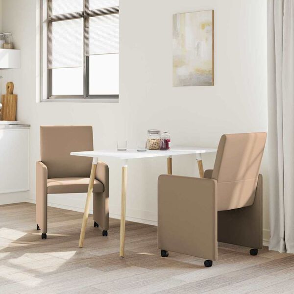 vidaXL Spisebordsstoler med hjul 2 pcs Cappuccino 57 x 66 x 94 cm