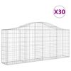 vidaXL Gabionkurver buede 30 stk 200x30x80/100 cm galvanisert jern