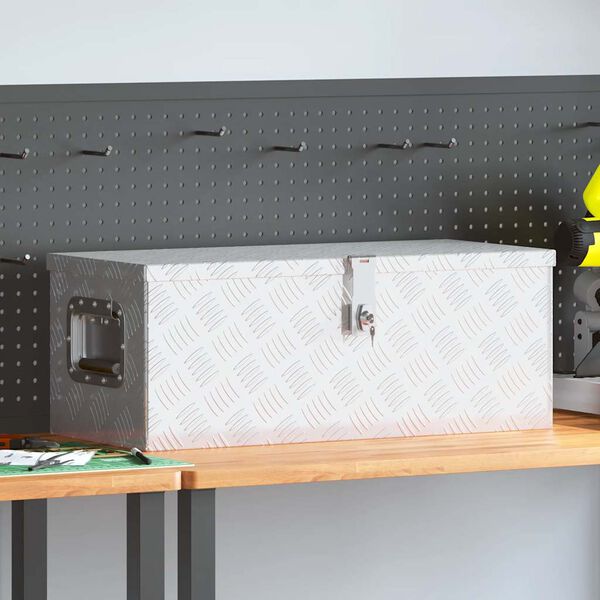 vidaXL Oppbevaringsboks sølv 70x31x27 cm aluminium