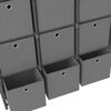 vidaXL Displayhylle med 9 kuber og bokser grå 103x30x107,5 cm stoff