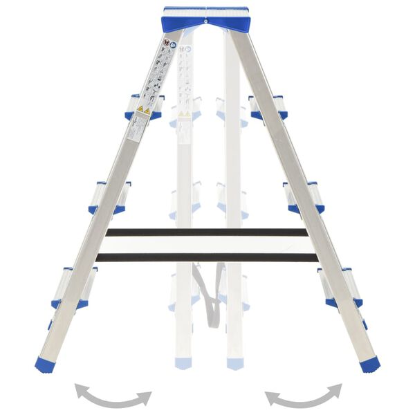 vidaXL Dobbel trappestige aluminium 4 trinn 90 cm