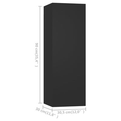 vidaXL TV-benk 2 stk svart 30,5x30x90 cm sponplate