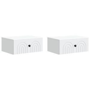 vidaXL Vegghengt Nattbord 2 pcs Hvit 49 x 34,5 x 20 cm Konstruert tre