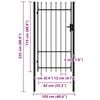 vidaXL Hageport med en d&oslash;r og spisser st&aring;l 1x1,75 m svart