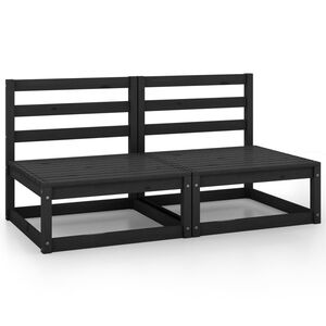 vidaXL 2-seters hagesofa svart heltre furu