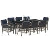 vidaXL Hage Spisegruppe med pute 9 pcs Gr&aring; og svart Rotting