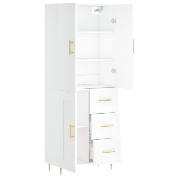 vidaXL Highboard hvit 69,5x34x180 cm konstruert tre