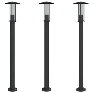 vidaXL Utend&oslash;rs gulvlamper 3 stk svart 100 cm rustfritt st&aring;l