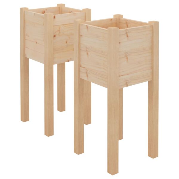 vidaXL Plantekasser 2 stk 31x31x70 cm heltre furu