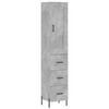 vidaXL Highboard betonggr&aring; 34,5x34x180 cm konstruert tre