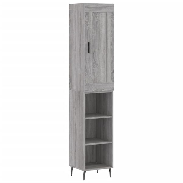 vidaXL Highboard gr&aring; sonoma 34,5x34x180 cm konstruert tre