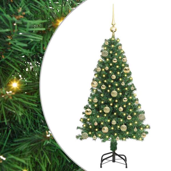 vidaXL Kunstig juletre med 150 LED grønn 120 cm PVC og Stål og Plast