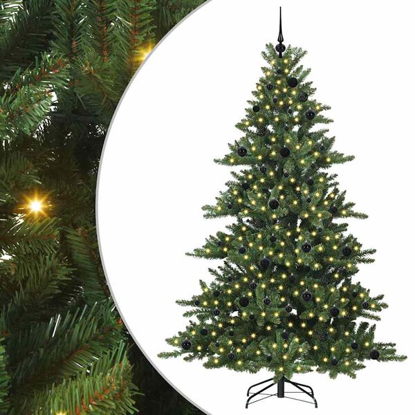 vidaXL Kunstig sammensatt juletre med 300 LED gr&oslash;nn 210 cm PVC og st&aring;l