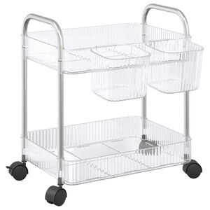 vidaXL Oppbevaringsvogn 2-lags gjennomsiktig 37x28x43,5 cm akryl