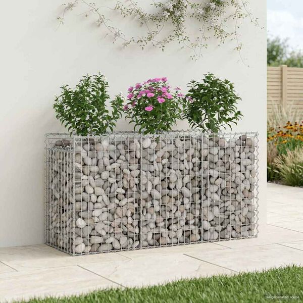vidaXL Gabion hevet seng s&oslash;lv 150 x 50 x 80 cm Galvanisert St&aring;l