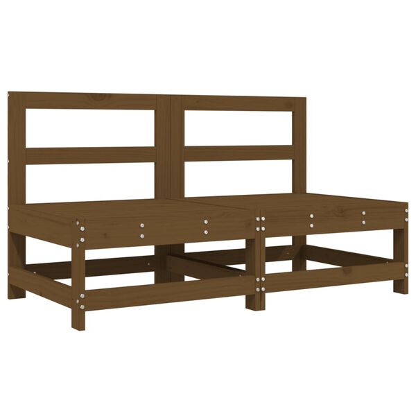 vidaXL Utend&oslash;rs midtsofaer 2 stk honningbrun heltre furu