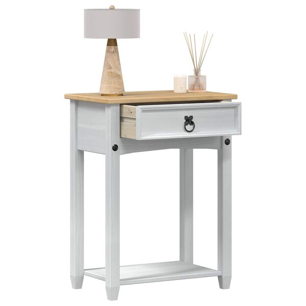 vidaXL Konsollbord med skuff Hvit 55 x 35 x 73 cm Massiv furu