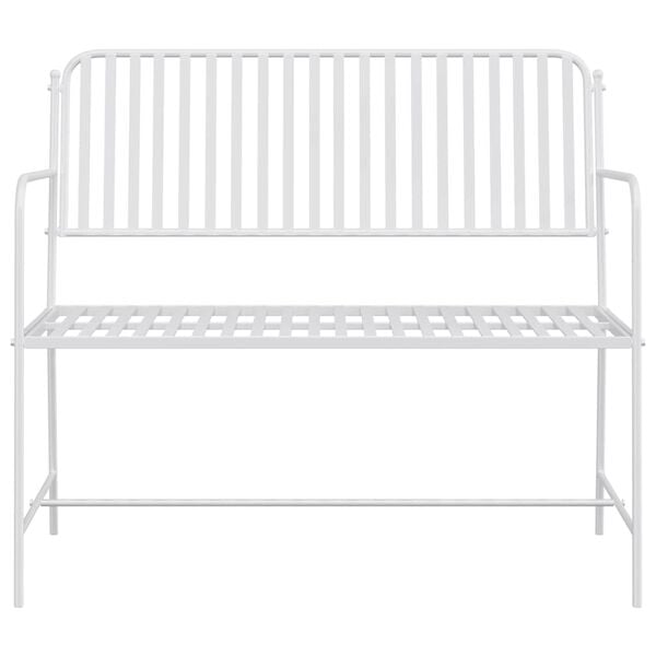 vidaXL Hagebenk Rett Hvit 103,5 x 51,5 x 90 cm Stål