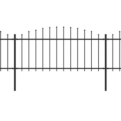 vidaXL Hagegjerde med spydtopp stål (0,5-0,75)x1,7 m svart