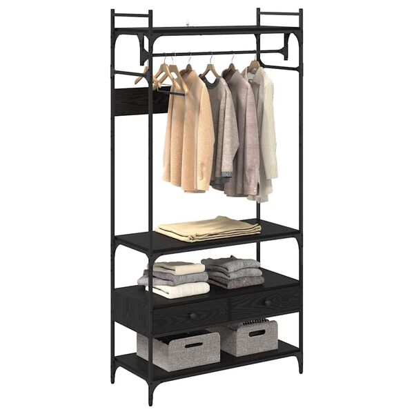 vidaXL Garderobeskap Svart eik 89 x 39 x 184.5 cm Konstruert tre