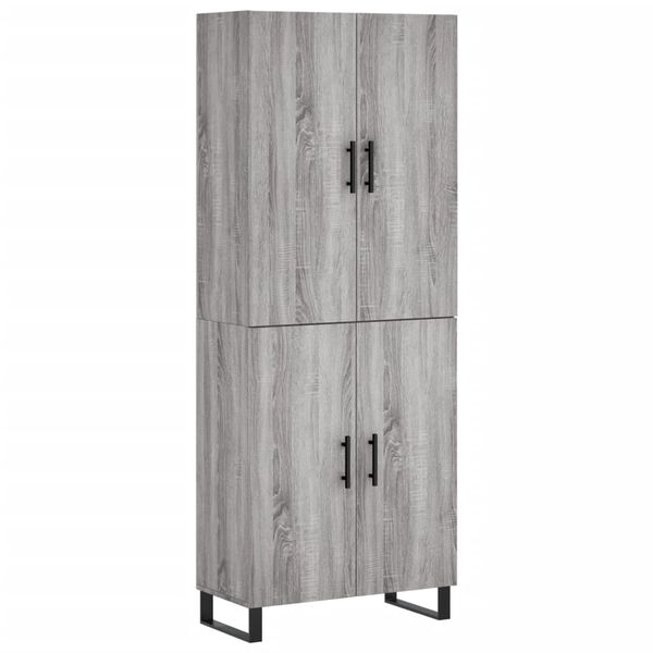 vidaXL Highboard gr&aring; sonoma 69,5x34x180 cm konstruert tre