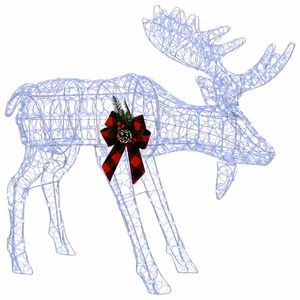 vidaXL Elg juledekorasjon Hvit 120 x 27 x 105 cm Akryl 170 LED-lys