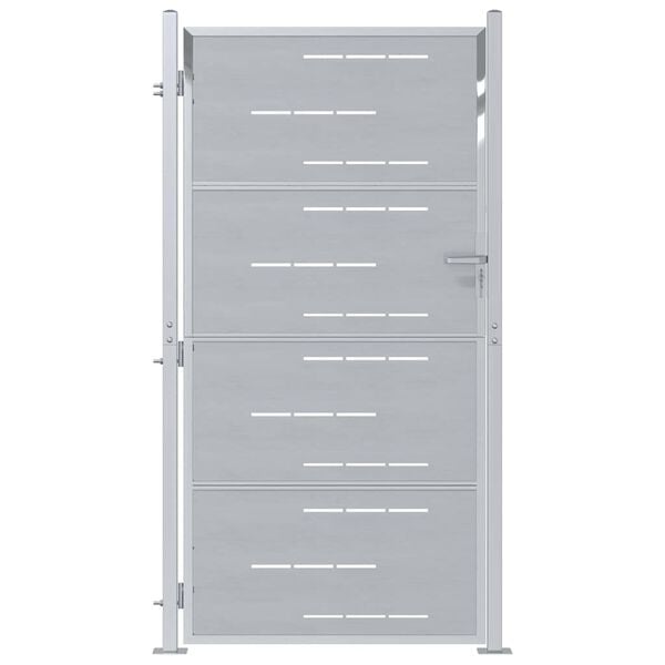 vidaXL Hageport med l&aring;s s&oslash;lv 96 x 200 cm Rustfritt St&aring;l