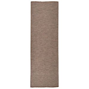 vidaXL Utend&oslash;rs flatvevd teppe 80x250 cm brun
