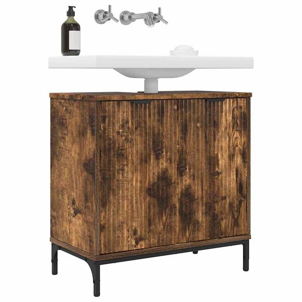 vidaXL Baderomsvaskeskap R&oslash;kt eik 60,5 x 33,5 x 61 cm Konstruert tre