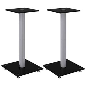 vidaXL H&oslash;yttalerstativ 2 stk svart og s&oslash;lv herdet glass 1 s&oslash;yledesign