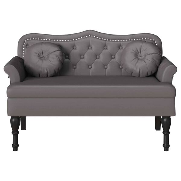 vidaXL Chesterfield Benk med pute Grå 120,5 x 65 x 75 cm Kunstlær