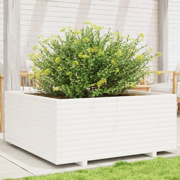 vidaXL Plantekasse hvit 110x110x49,5 cm heltre furu