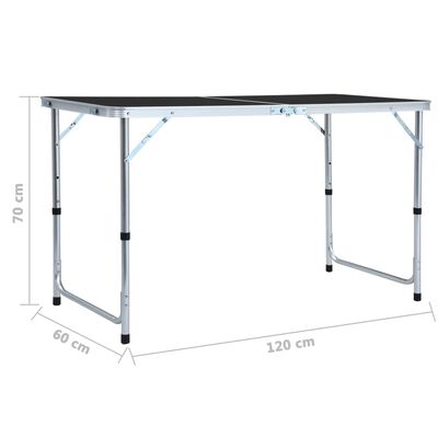 vidaXL Sammenleggbart campingbord grå aluminium 120x60 cm