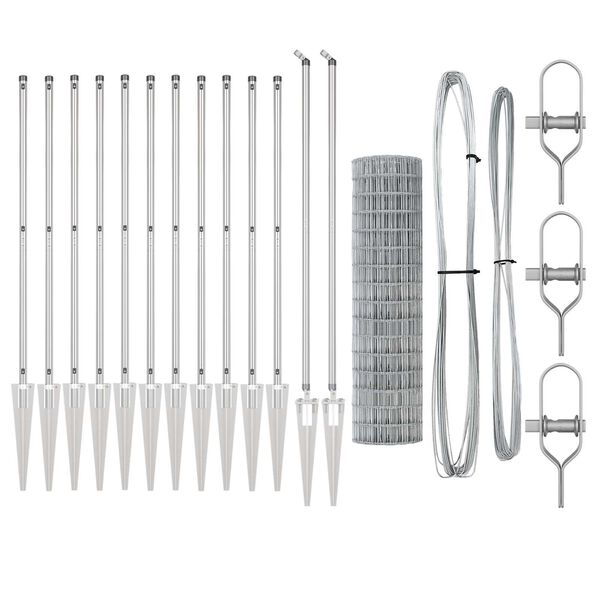 vidaXL Gjerde med stolpe s&oslash;lv 1,2 x 25 m St&aring;l