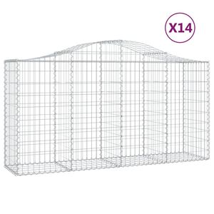 vidaXL Gabionkurver buede 14 stk 200x50x100/120 cm galvanisert jern