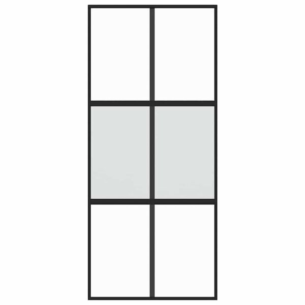 vidaXL Skyvedør svart 90x205 cm herdet glass og aluminium