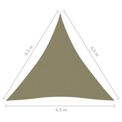 vidaXL Solseil oxfordstoff trekantet 4,5x4,5x4,5 m beige