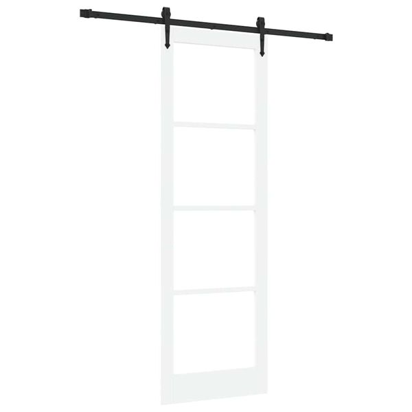 vidaXL Skyved&oslash;r Hvit 78 x 232 cm Massivt furutre og glass