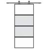 vidaXL Skyvedør svart 90x205 cm herdet glass og aluminium